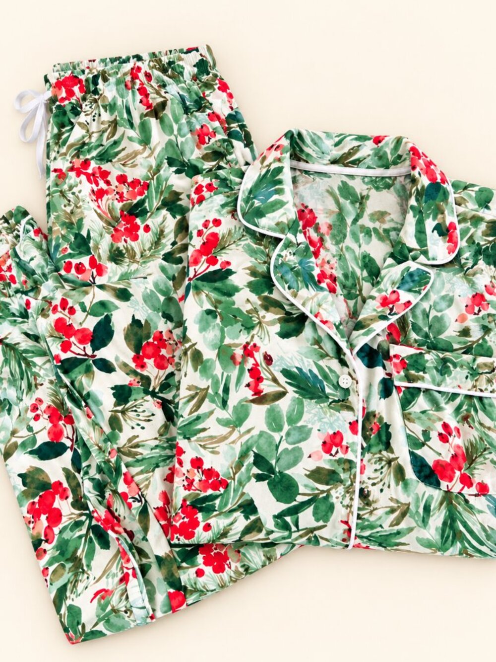 Stars Above Holiday Pajama Set Small Christmas Floral PJs